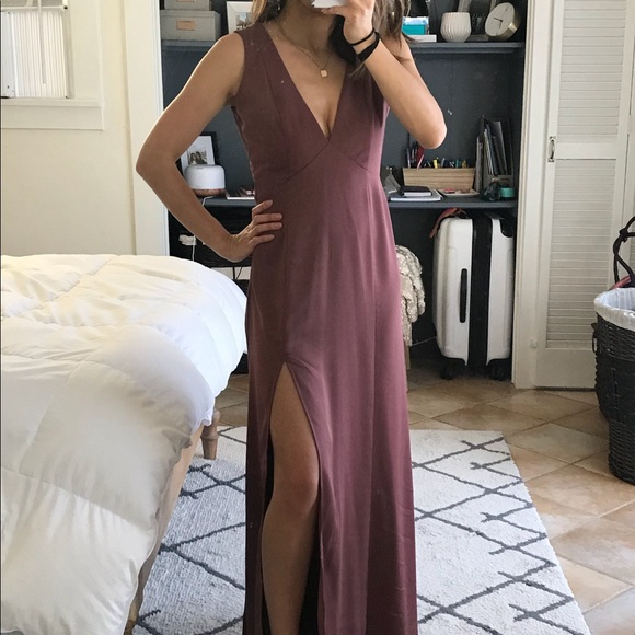 Mauve Low Back Maxi Dress - Picture 2 of 5